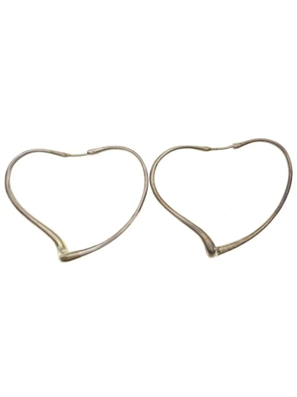 Tiffany & Co Elsa Peretti Open Heart Large Hoop Earrings Silver